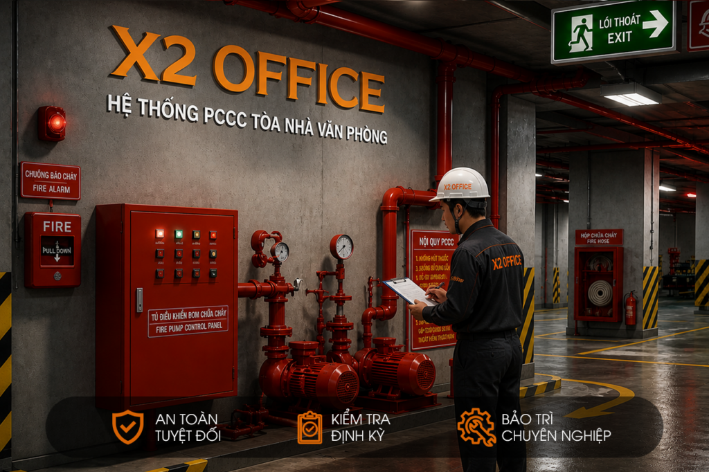 Figure 1: Fire protection system at X2 OFFICE office buildings