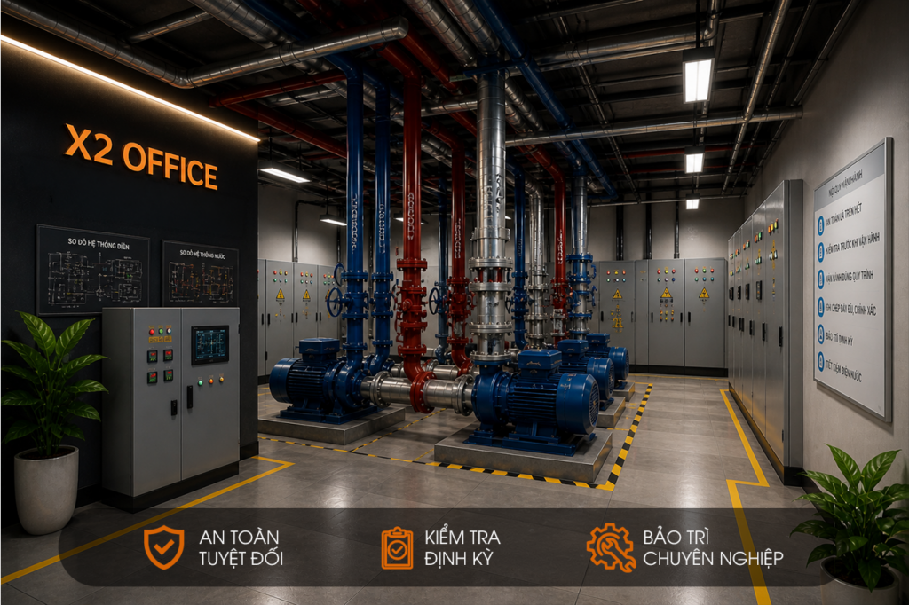 electrical and plumbing systems at X2 OFFICE