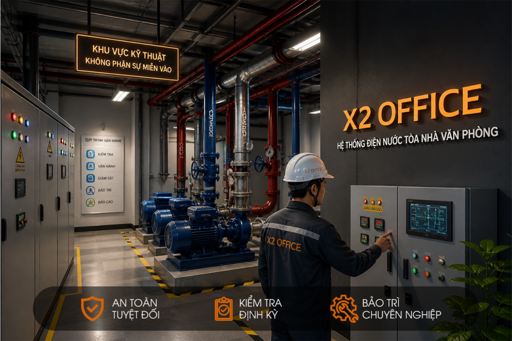 hệ thống điện nước tòa nhà X2 OFFICE