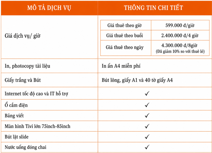seminar room rental price list